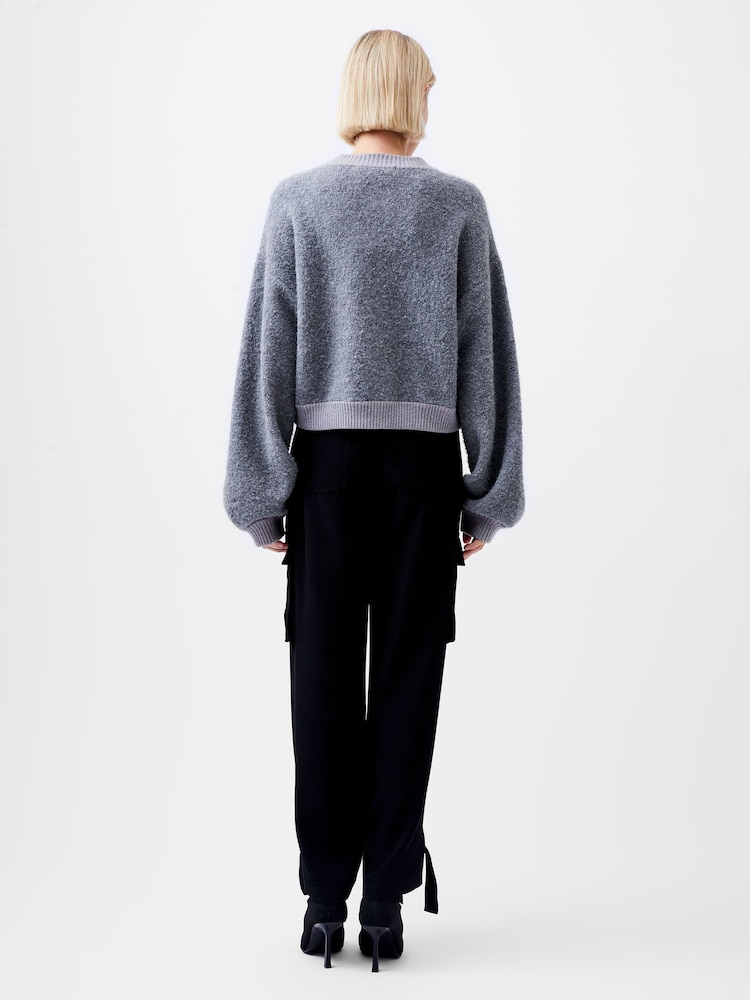 French Connection Grey Melissa Knit Bomber Jacket - Image 2 of 4