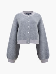 French Connection Grey Melissa Knit Bomber Jacket - Image 4 of 4