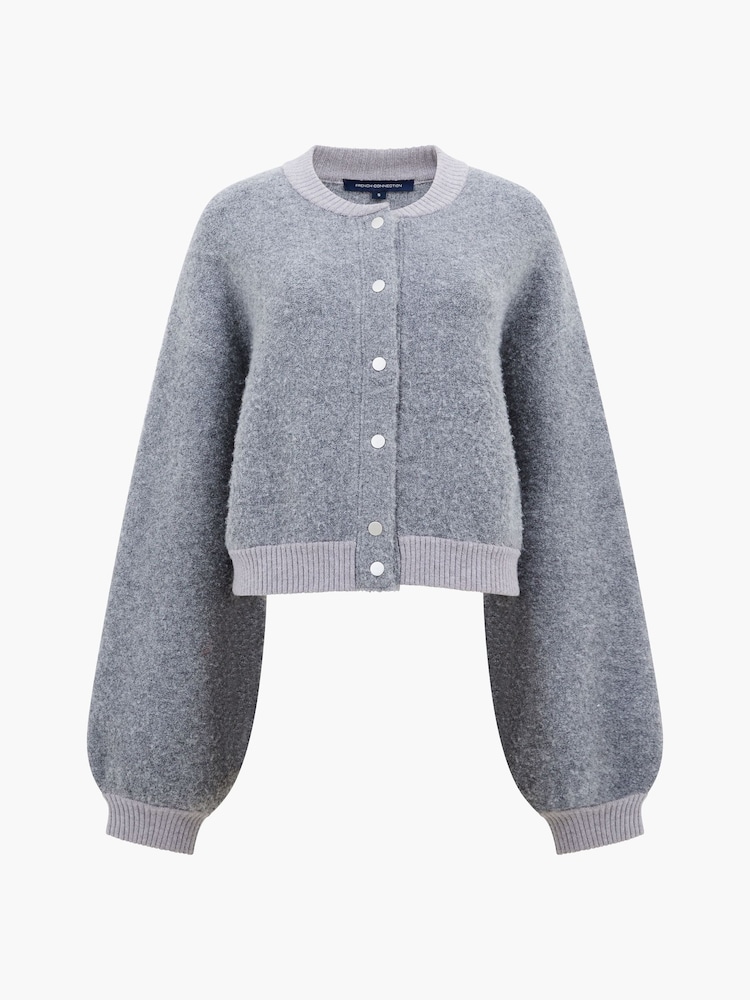 French Connection Grey Melissa Knit Bomber Jacket - Image 4 of 4