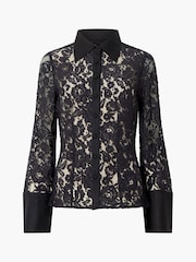 French Connection Black Lace Asura Shirt - Image 4 of 4