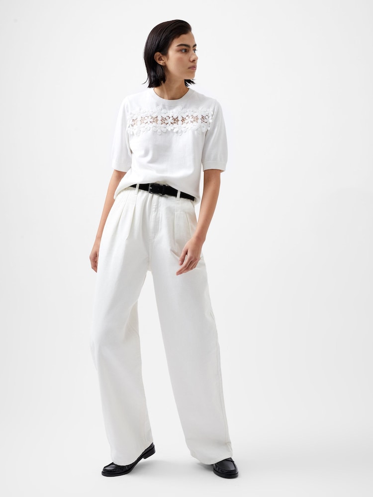French Connection White 100% Cotton Lace Jilly Cobalo Top - Image 1 of 4