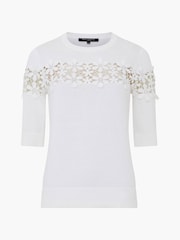 French Connection White 100% Cotton Lace Jilly Cobalo Top - Image 4 of 4