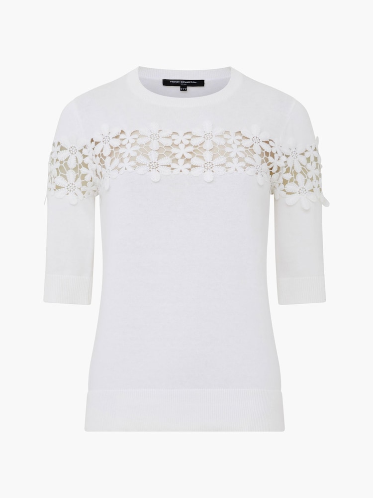 French Connection White 100% Cotton Lace Jilly Cobalo Top - Image 4 of 4