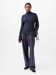 French Connection Blue Babysoft Tie Sleeve Jumper - Image 1 of 4