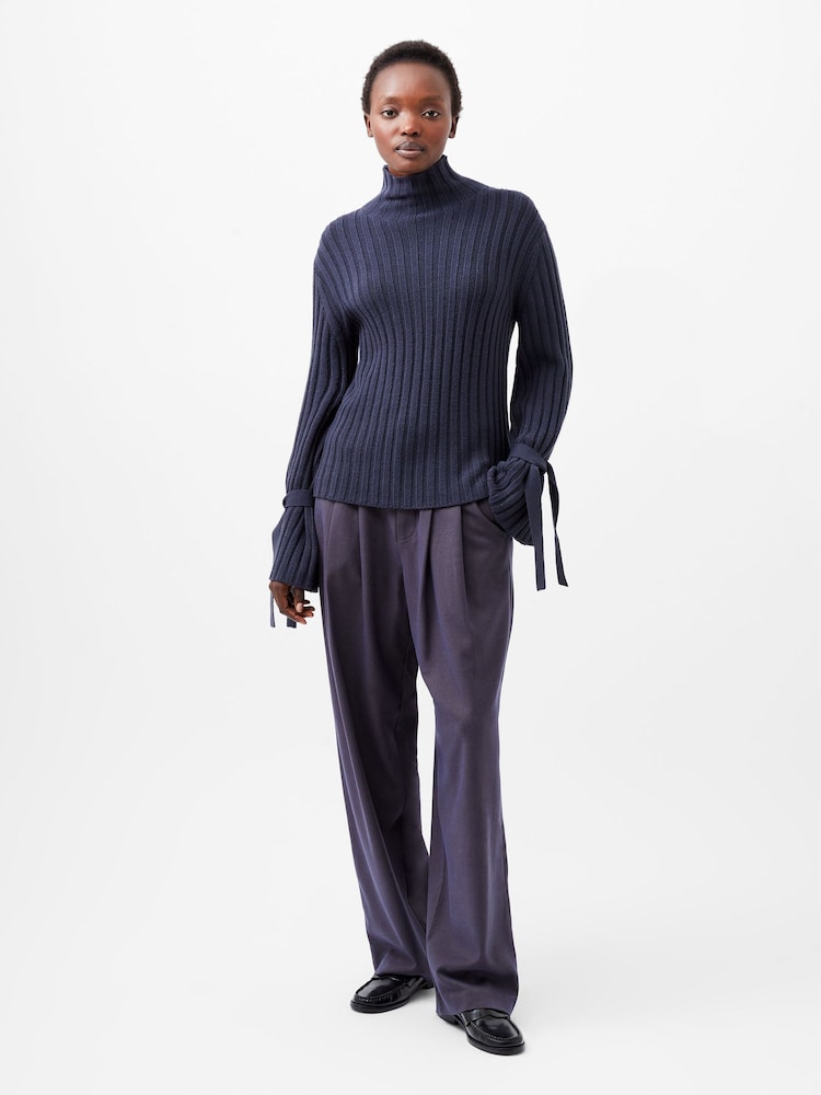 French Connection Blue Babysoft Tie Sleeve Jumper - Image 1 of 4