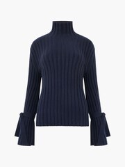 French Connection Blue Babysoft Tie Sleeve Jumper - Image 4 of 4