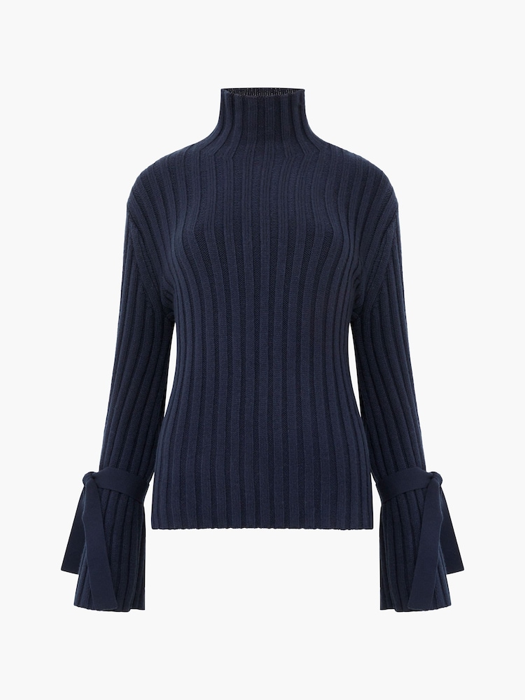 French Connection Blue Babysoft Tie Sleeve Jumper - Image 4 of 4