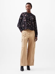 French Connection Black Georgette Carina Frill High Neck Top - Image 1 of 4
