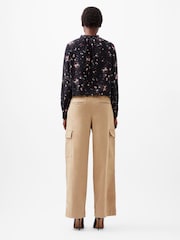 French Connection Black Georgette Carina Frill High Neck Top - Image 2 of 4