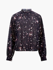 French Connection Black Georgette Carina Frill High Neck Top - Image 4 of 4