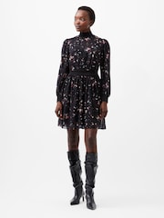 French Connection Black Georgette Carina High Neck Dress - Image 1 of 4