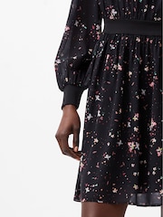 French Connection Black Georgette Carina High Neck Dress - Image 3 of 4