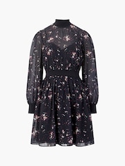 French Connection Black Georgette Carina High Neck Dress - Image 4 of 4