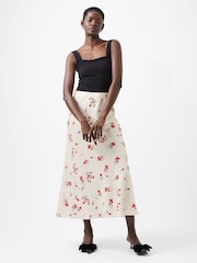 French Connection Cream Floramour Ennis Satin Long Skirt - Image 1 of 4