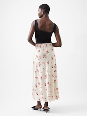 French Connection Cream Floramour Ennis Satin Long Skirt - Image 2 of 4