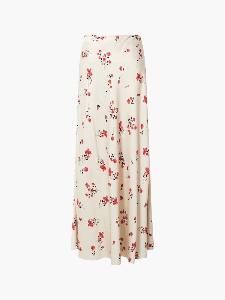 French Connection Cream Floramour Ennis Satin Long Skirt - Image 4 of 4