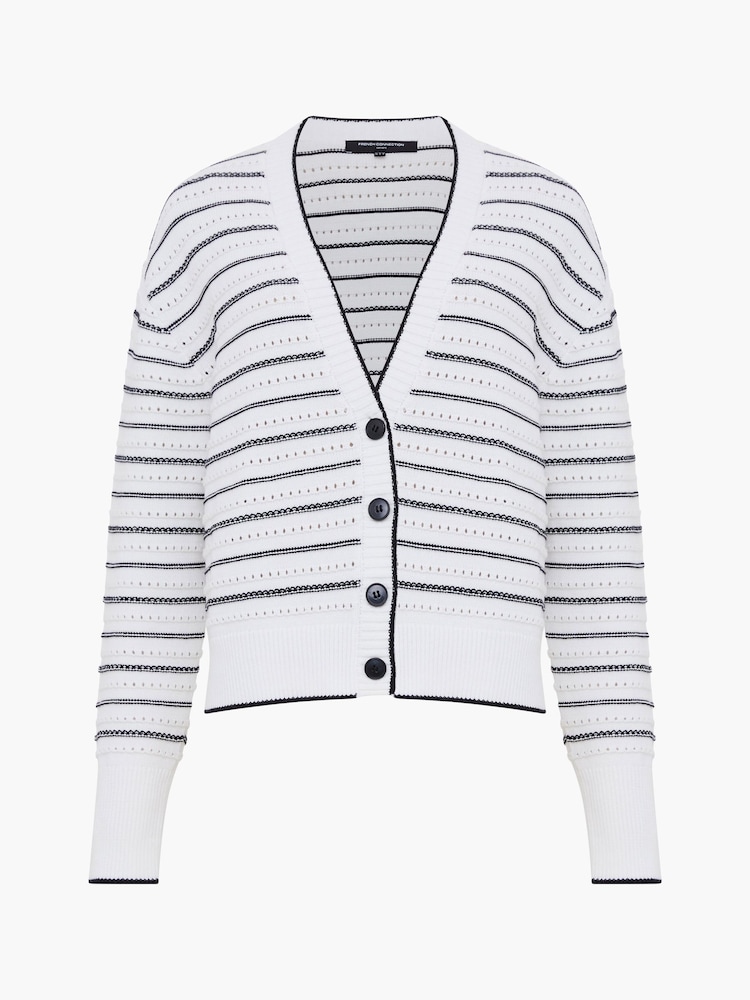 French Connection White 100% Cotton Oskie Cardigan - Image 4 of 4