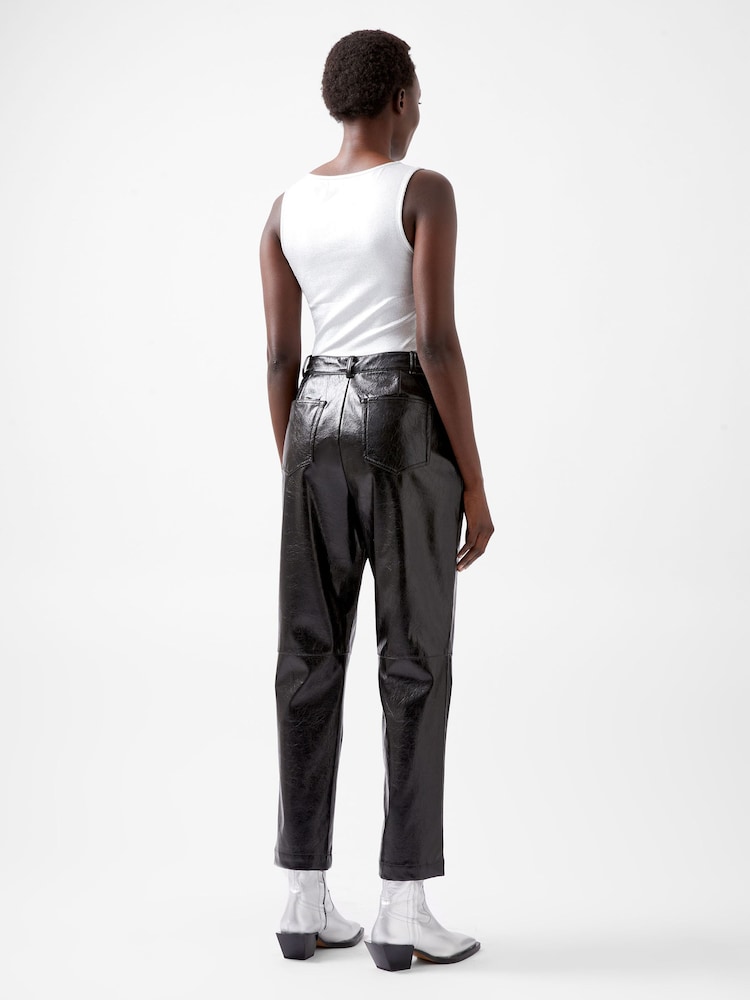 French Connection Black PU Emmett Tapered Trousers - Image 2 of 4