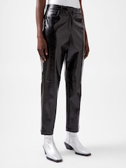 French Connection Black PU Emmett Tapered Trousers - Image 3 of 4