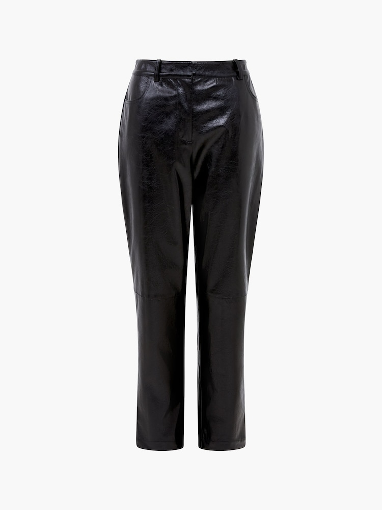 French Connection Black PU Emmett Tapered Trousers - Image 4 of 4