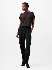 French Connection Brown Crepe Light Crew Neck Top - Image 1 of 4