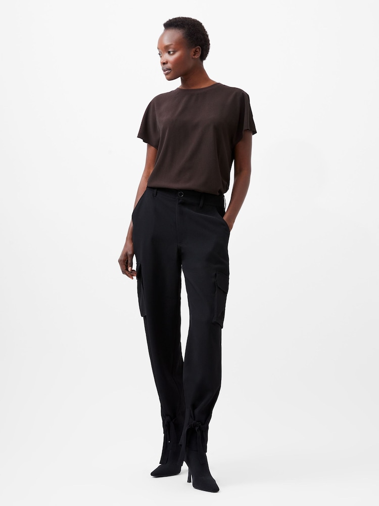 French Connection Brown Crepe Light Crew Neck Top - Image 1 of 4