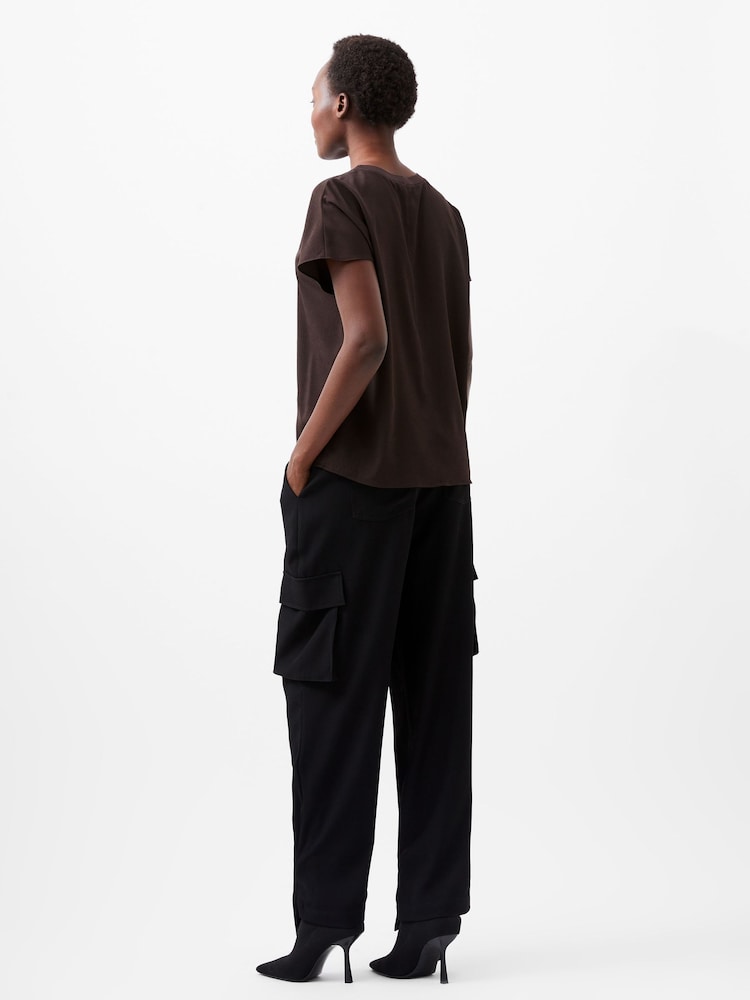 French Connection Brown Crepe Light Crew Neck Top - Image 2 of 4