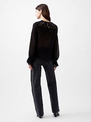 French Connection Black Chiffon Lace Emina Blouse - Image 2 of 4