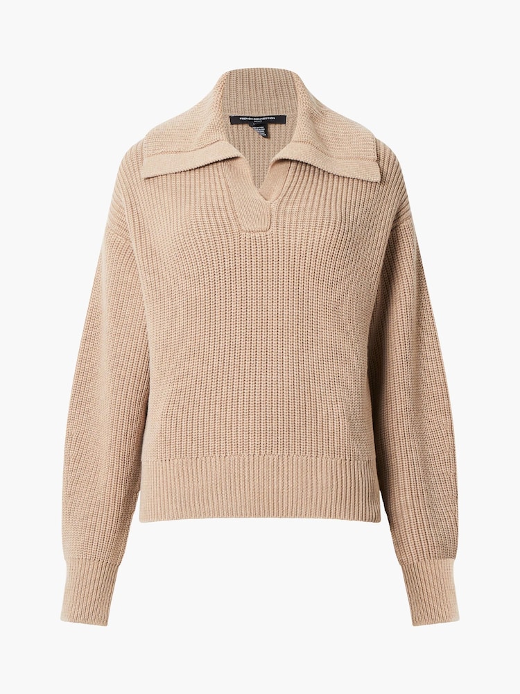 French Connection Cream Joss Collared Knit Jumper - Image 4 of 4