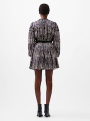 French Connection Blue Carissa Metallic Jacquard Sequin Mini Dress - Image 2 of 4