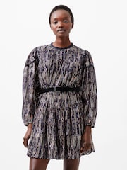 French Connection Blue Carissa Metallic Jacquard Sequin Mini Dress - Image 3 of 4