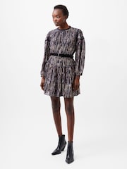 French Connection Blue Carissa Metallic Jacquard Sequin Mini Dress - Image 4 of 4