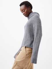 French Connection Grey Mersai Long Sleeve Roll Neck Jumper - Image 3 of 4