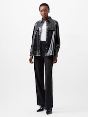 French Connection Black PU Emmett Overshirt - Image 2 of 4