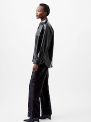 French Connection Black PU Emmett Overshirt - Image 3 of 4