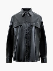 French Connection Black PU Emmett Overshirt - Image 4 of 4