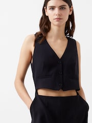French Connection Black Twill Gemma Waistcoat Dress - Image 3 of 4