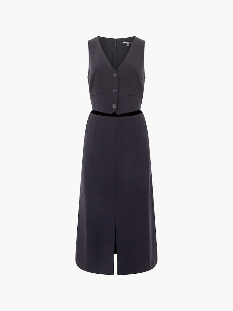 French Connection Black Twill Gemma Waistcoat Dress - Image 4 of 4