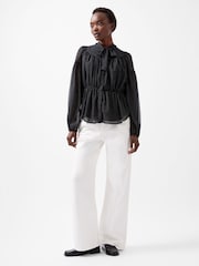 French Connection Black Chiffon Ines Fitted Waist Blouse - Image 1 of 4