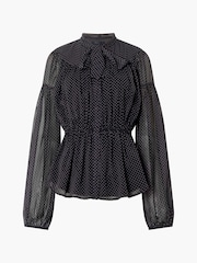 French Connection Black Chiffon Ines Fitted Waist Blouse - Image 4 of 4