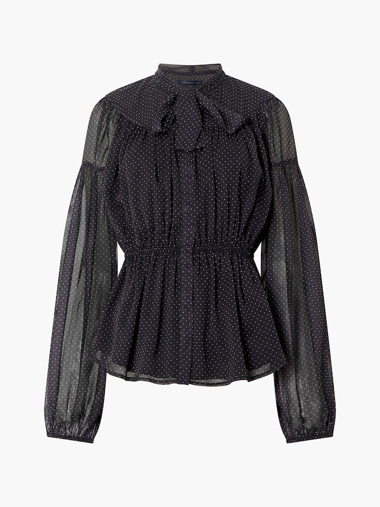 French Connection Black Chiffon Ines Fitted Waist Blouse - Image 4 of 4