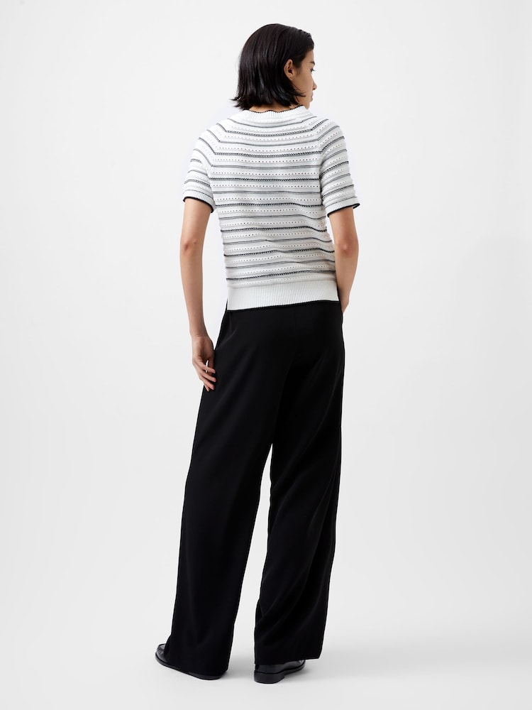French Connection White 100% Cotton Oskie Short Sleeve Jumper - Image 2 of 4