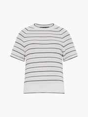 French Connection White 100% Cotton Oskie Short Sleeve Jumper - Image 4 of 4