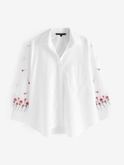 French Connection White Rhodes Embroidered 100% Cotton Shirt - Image 4 of 4