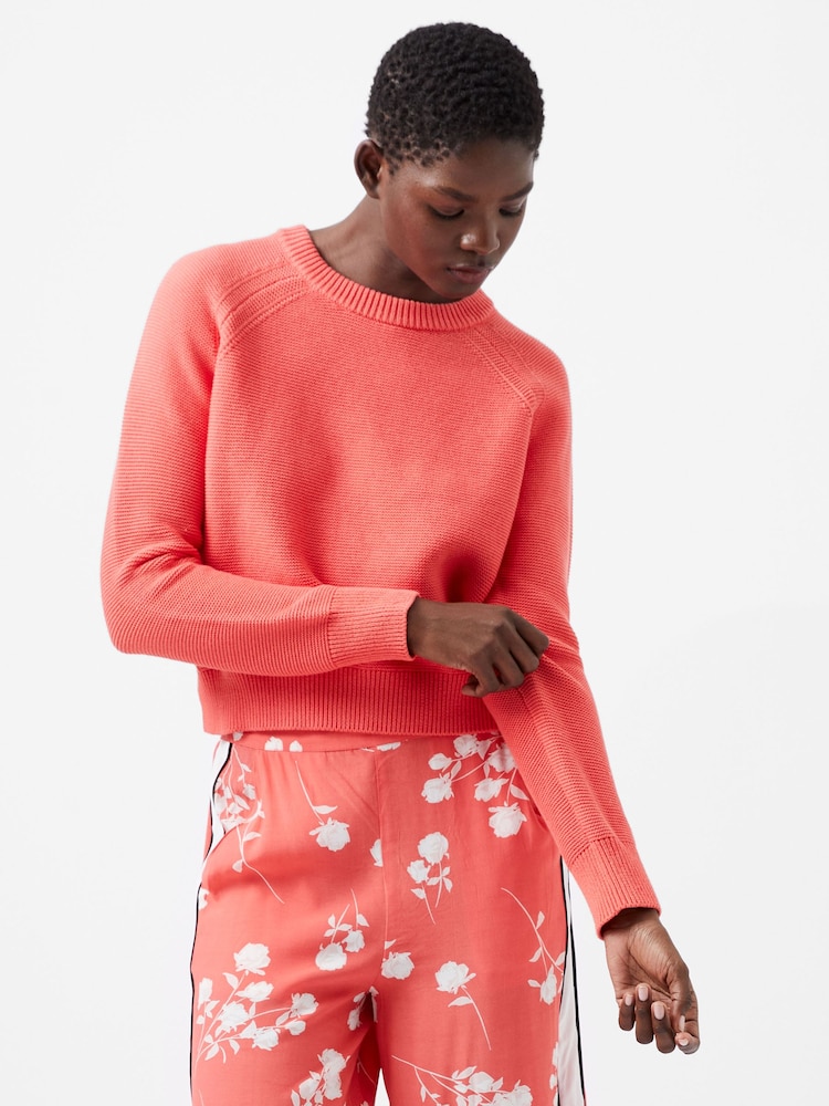 French Connection Red 100% Cotton Lily Mozart Crew Neck Jumper - Image 3 of 4