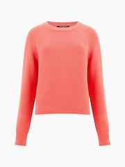 French Connection Red 100% Cotton Lily Mozart Crew Neck Jumper - Image 4 of 4