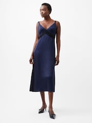 French Connection Blue Ennis Satin Lace Maxi Dress - Image 1 of 4