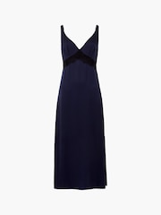 French Connection Blue Ennis Satin Lace Maxi Dress - Image 4 of 4