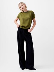 French Connection Green Crepe Light Crew Neck Top - Image 1 of 4