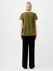 French Connection Green Crepe Light Crew Neck Top - Image 2 of 4